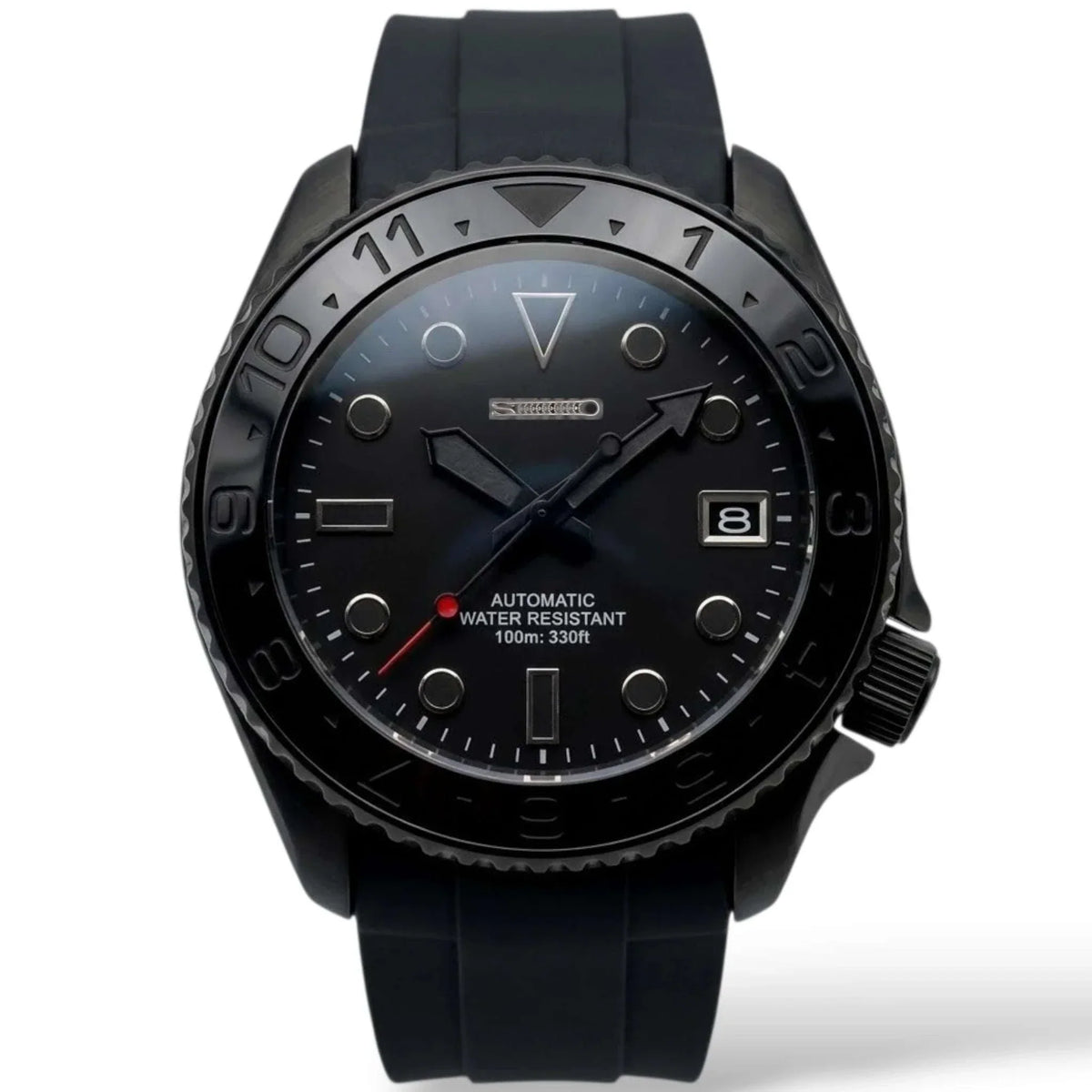 Seiko Mod Watches 42 MM SKX Stealth Diver style Homage built by Modtime Creations
