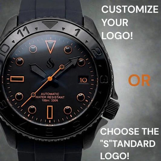 Seiko Mod SKX Black Orange Stealth Submariner diver watch built by Modtime Creations
