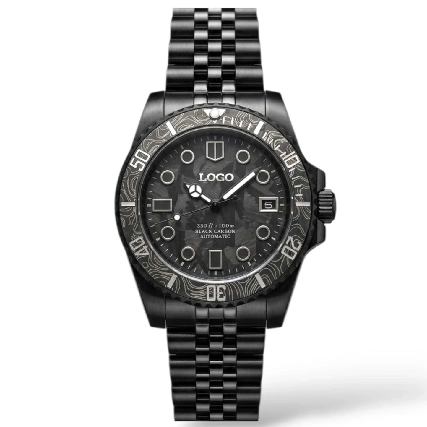 Seiko Mod Watches Black Carbon Fiber Yachtmaster Diver watch by Modtime Creations