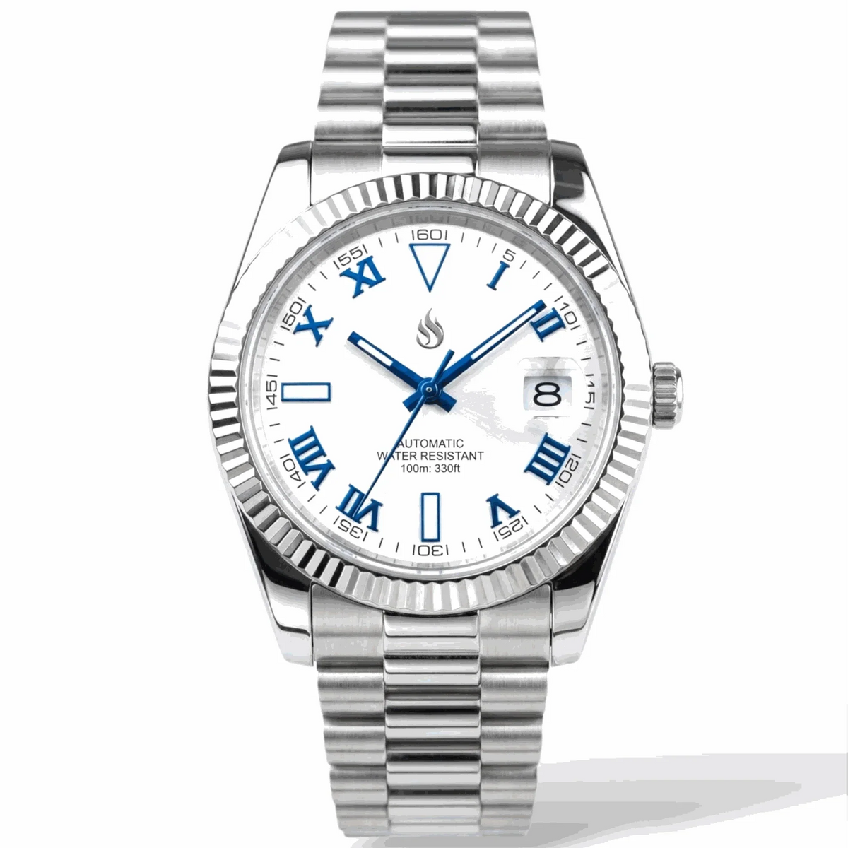 Seiko Mod Watches Datejust Blue Roman Numeral White Dial built by Modtime Creations 