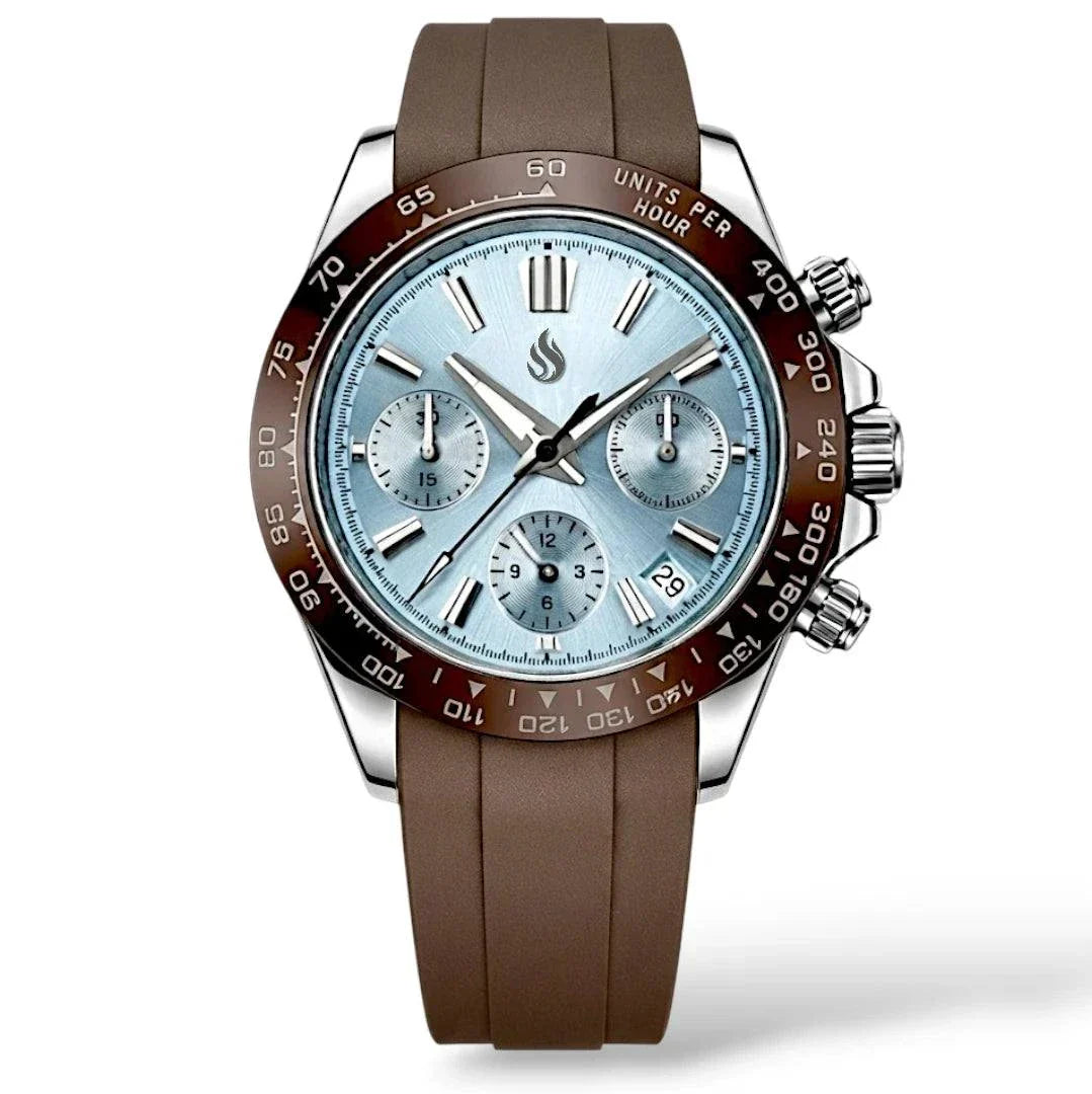 Seiko Mod Watches Daytona Grand Seiko Dial Fusion Mod with Light Blue dial and brownbl bezel