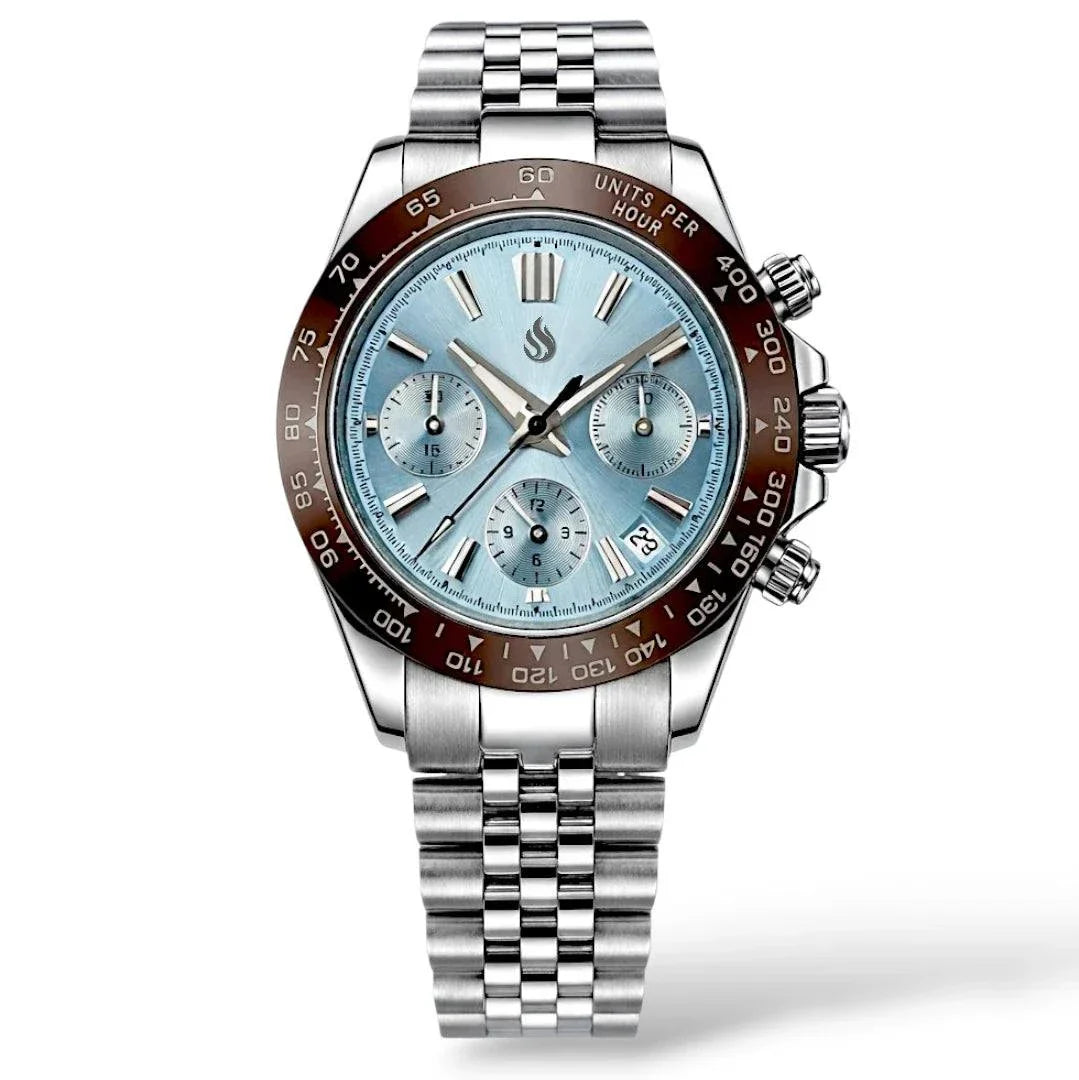 Seiko Mod Watches Daytona Grand Seiko Dial Fusion Mod with Light Blue dial and brownbl bezel