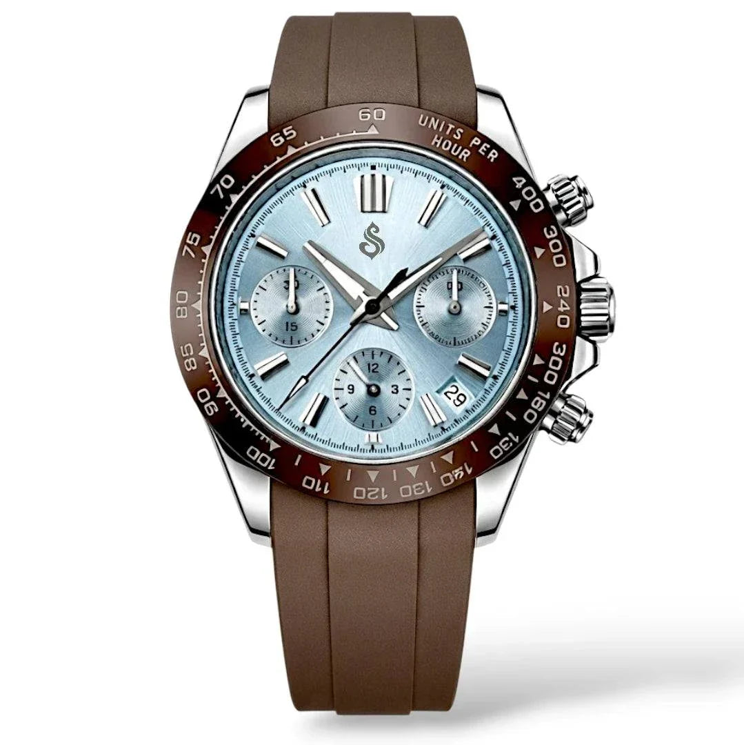 Seiko Mod Watches Daytona Grand Seiko Dial Fusion Mod with Light Blue dial and brownbl bezel
