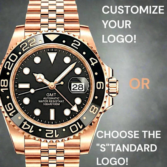 Seiko Mod Watches GMT Bruce Wayne rose gold watch with grey black dial and ceramic bezel by Modtime