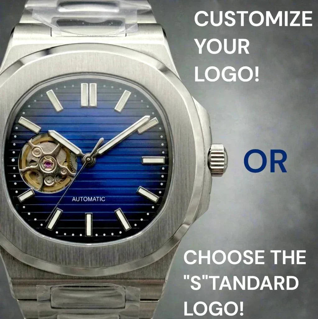 Seiko Mod Watches Nautilus Blue Open-Heart Dial - Modtime Creations 