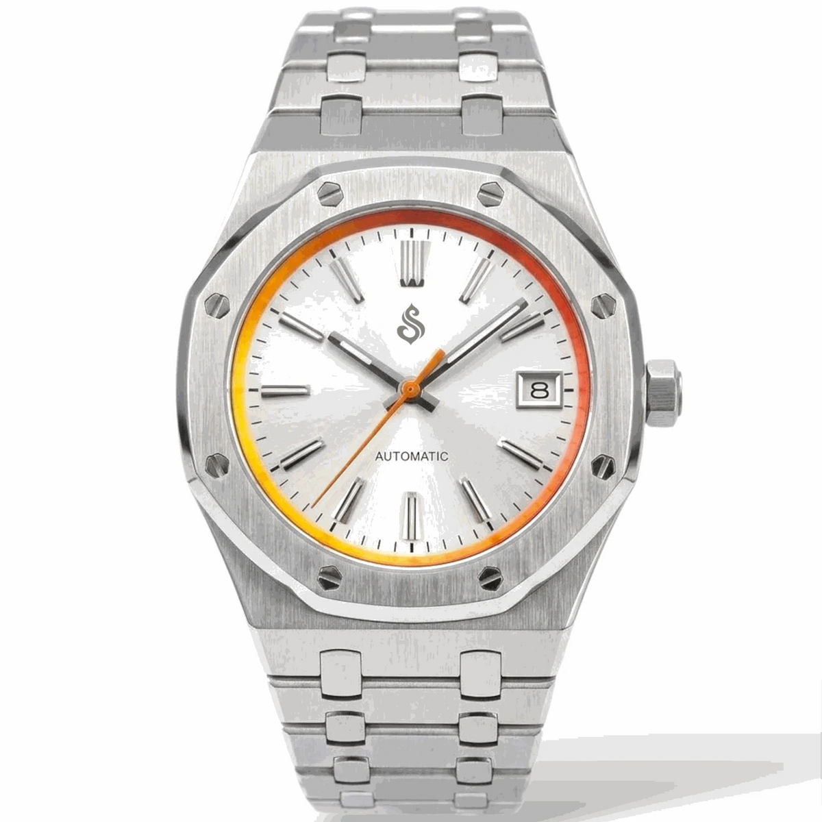 Seiko Mod Watches Royal Oak Grand Seiko Dial Fusion with Orange Yellow Chapter Ring built by Modtime Creations 