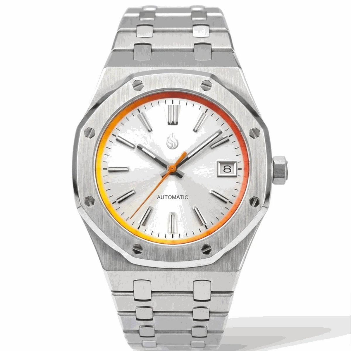 Seiko Mod Watches Royal Oak Grand Seiko Dial Fusion with Orange Yellow Chapter Ring built by Modtime Creations 