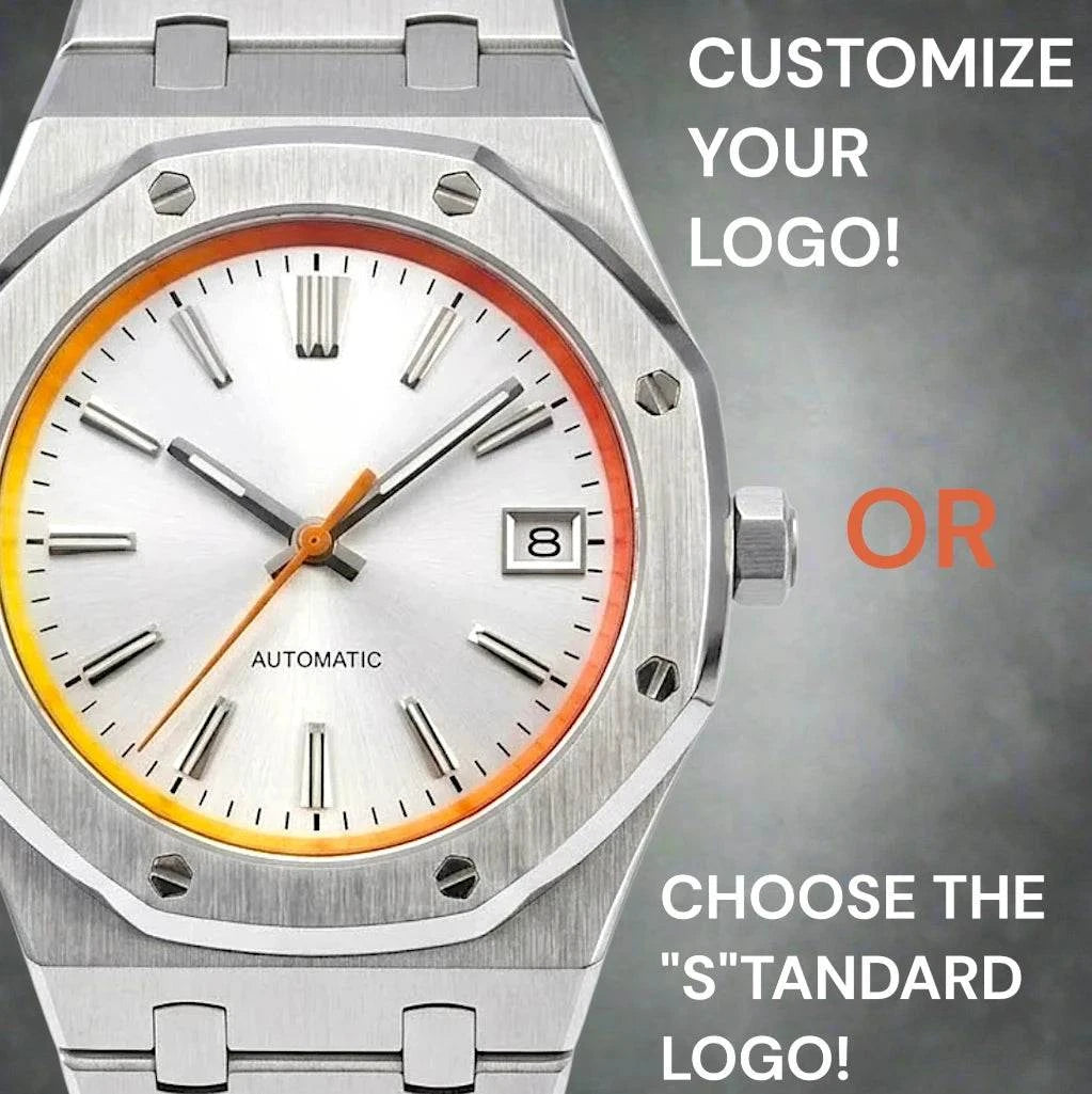 Seiko Mod Watches Royal Oak Grand Seiko Dial Fusion with Orange Yellow Chapter Ring built by Modtime Creations 
