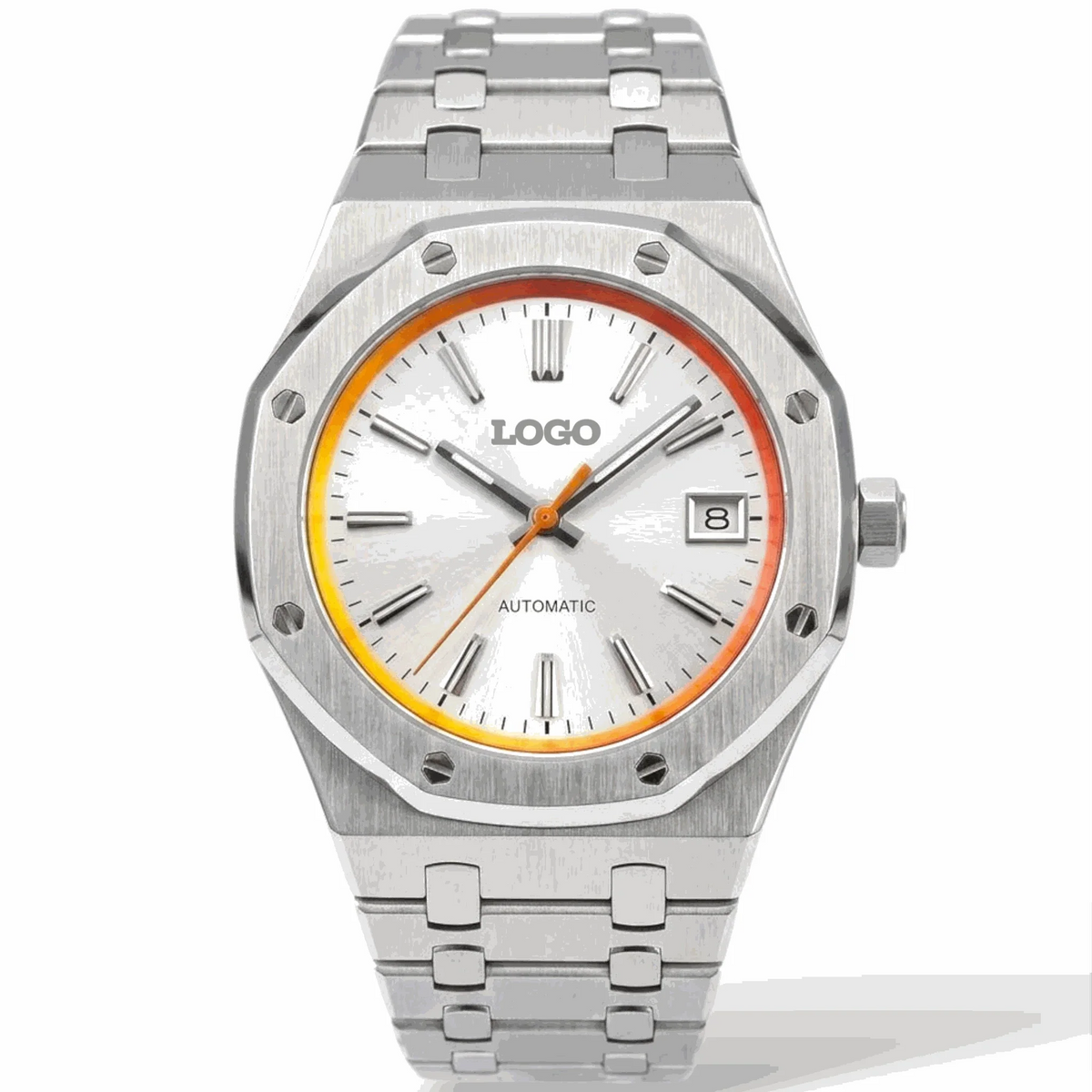 Seiko Mod Watches Royal Oak Grand Seiko Dial Fusion with Orange Yellow Chapter Ring built by Modtime Creations 