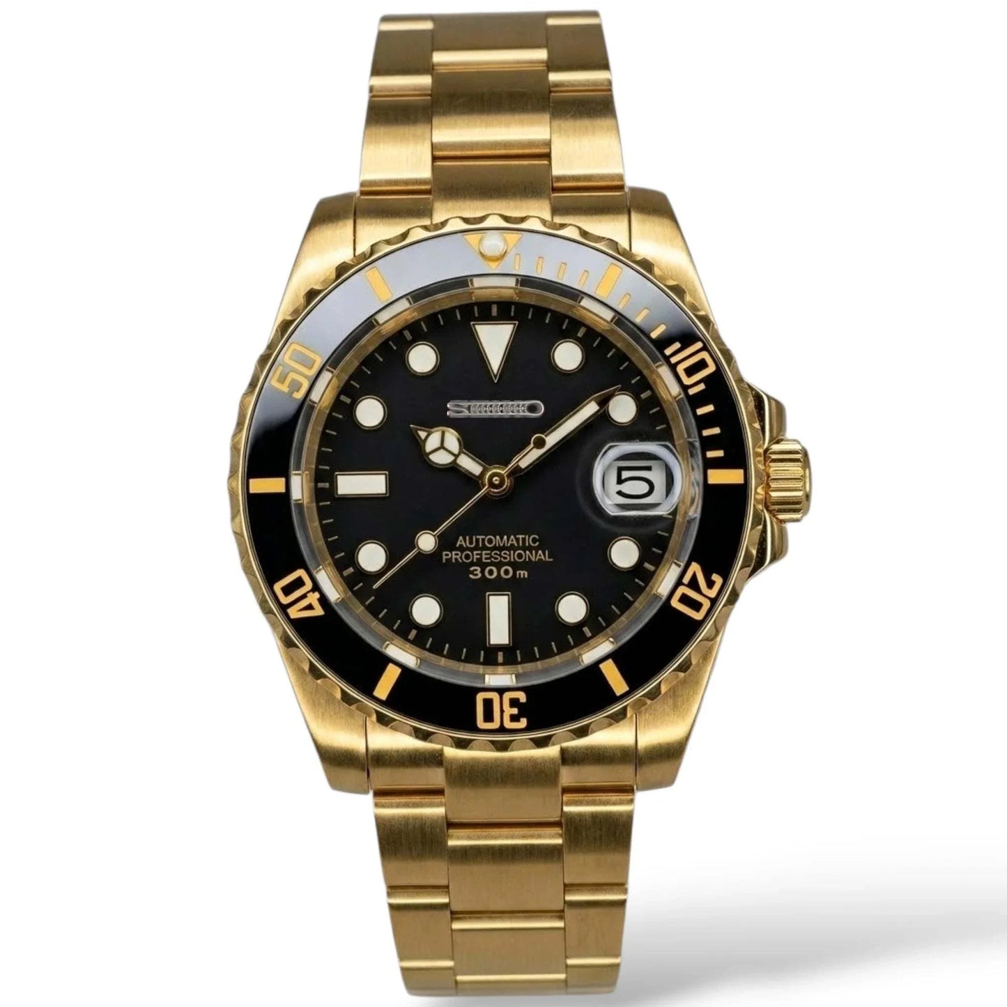 Seiko Mod Watches SKX 007 Gold Black Submariner built by Modtime Creations