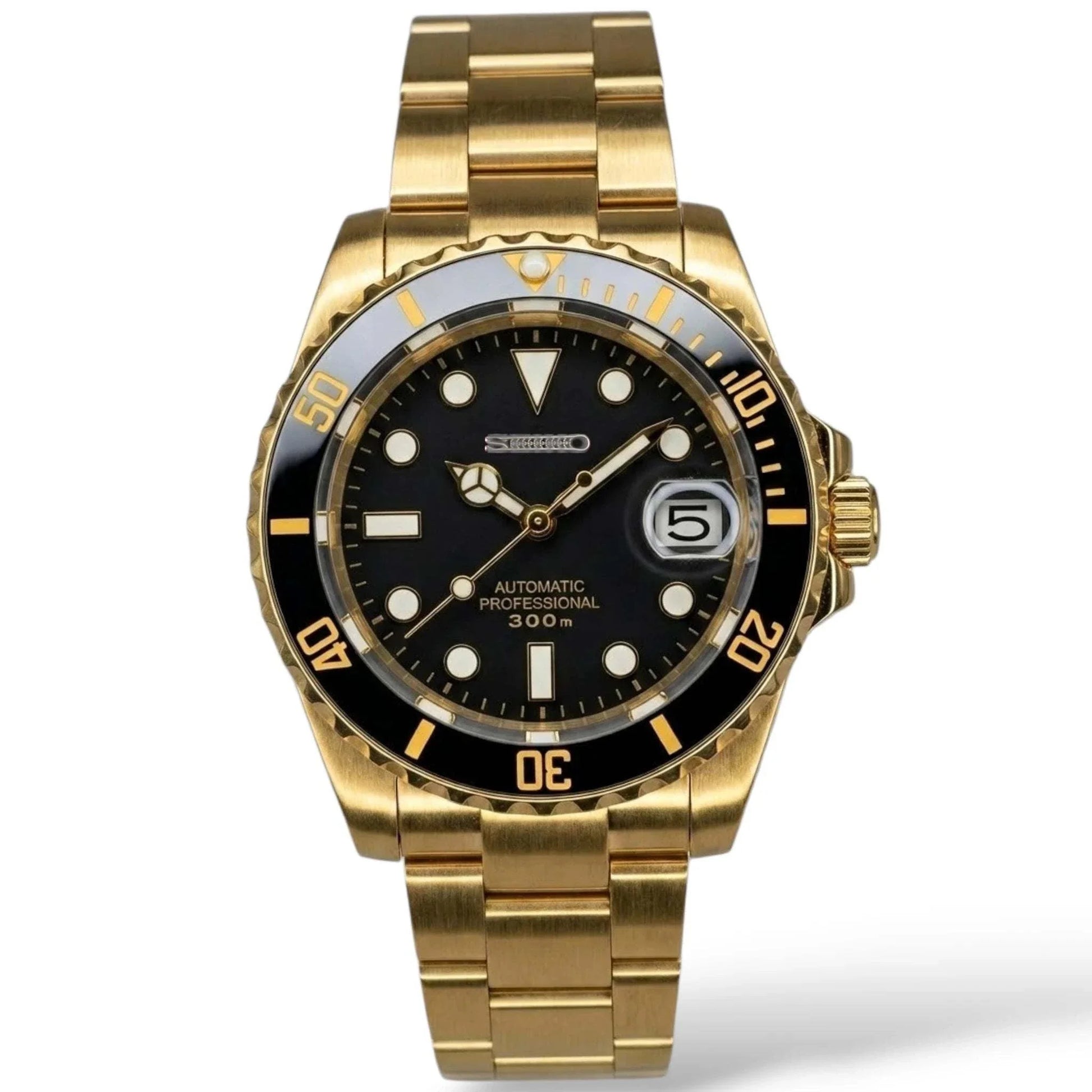 Seiko Mod Watches SKX 007 Gold Black Submariner built by Modtime Creations