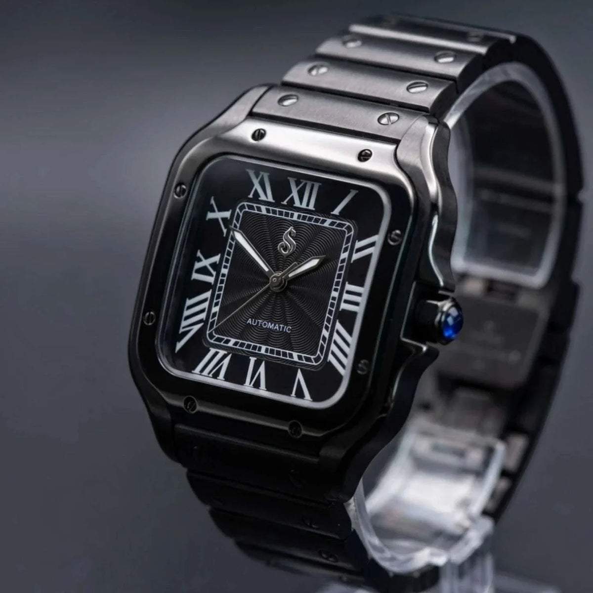 Seiko Mod Watches Santos Black textured dial built by Modtime Creations