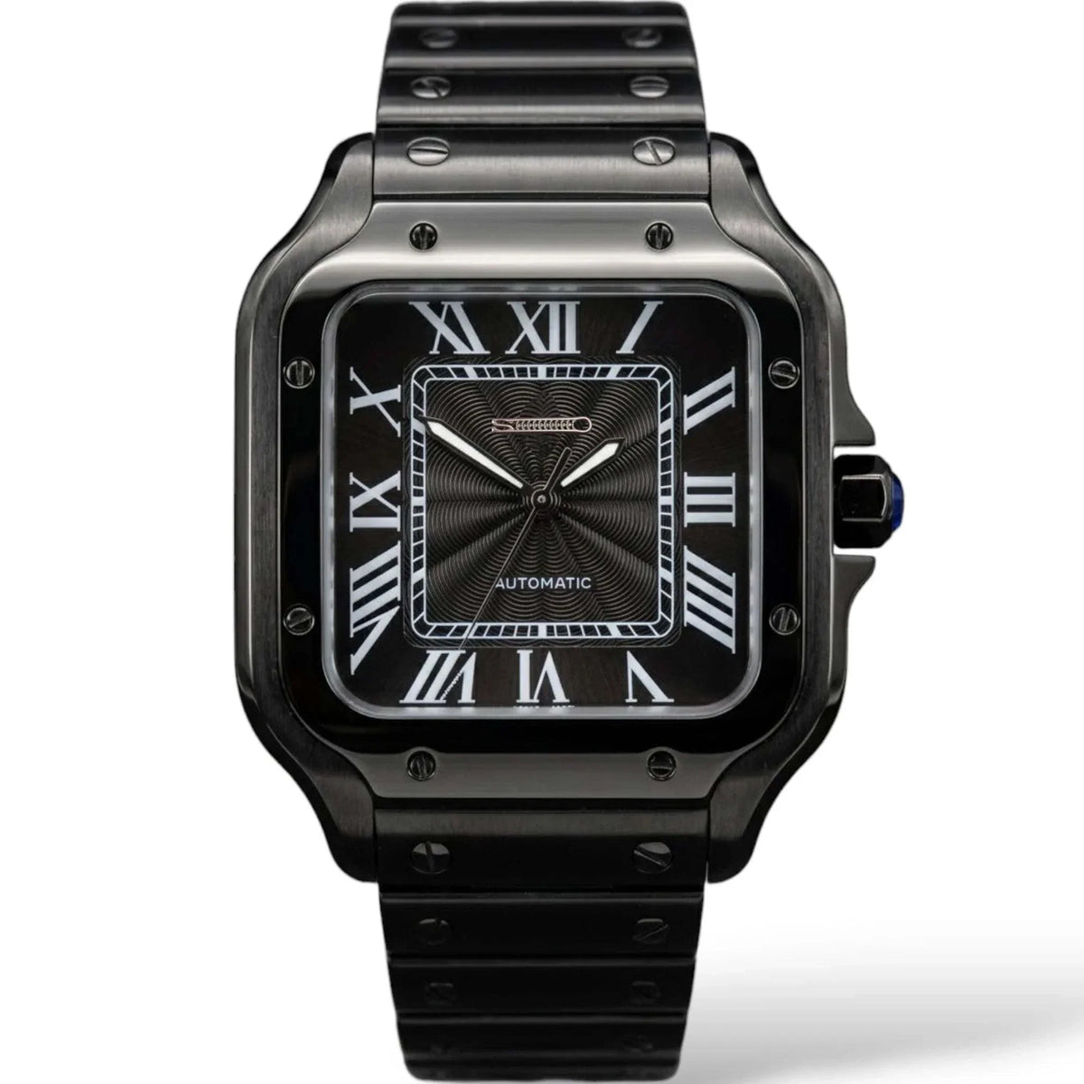 Seiko Mod Watches Santos Black textured dial built by Modtime Creations