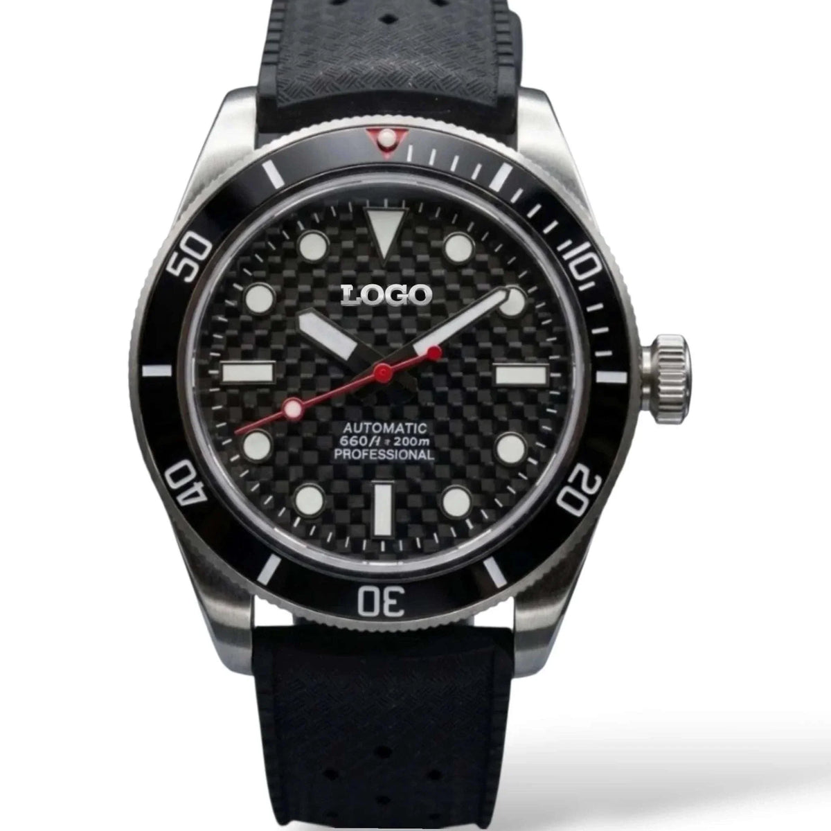 Seiko Mod Watches Submariner Black 3D Carbon Fiber built by Modtime Creations