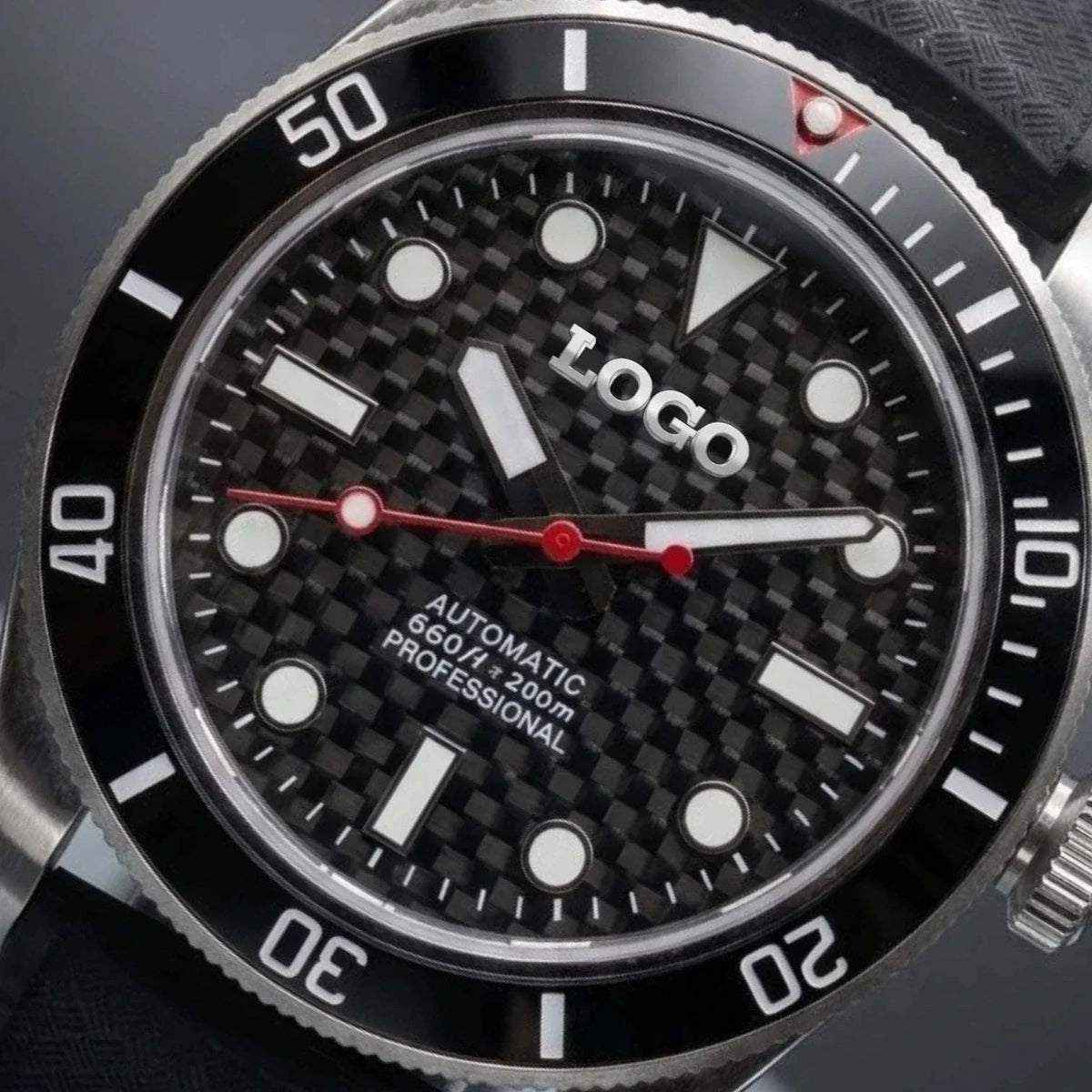 Seiko Mod Watches Submariner Black 3D Carbon Fiber built by Modtime Creations