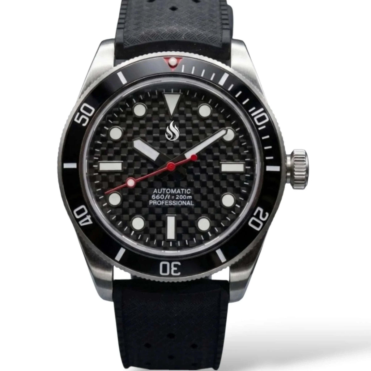 Seiko Mod Watches Submariner Black 3D Carbon Fiber built by Modtime Creations
