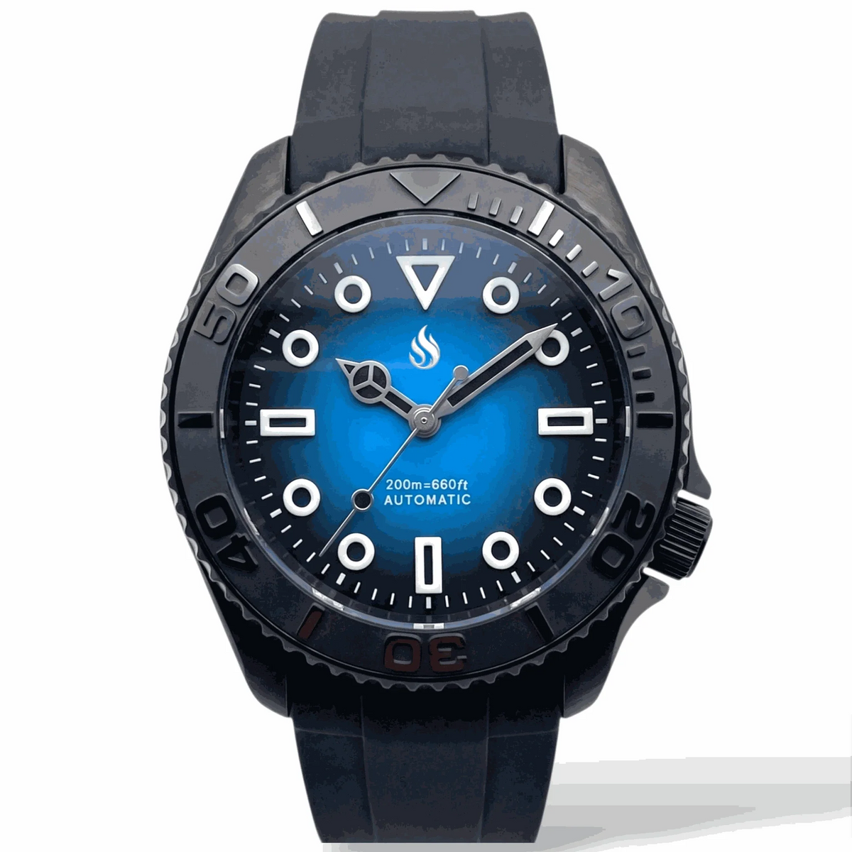 Seiko Mod Watches Submariner Black Blue Batman with Super Lume at Modtime Creations 