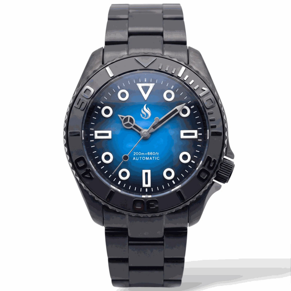 Seiko Mod Watches Submariner Black Blue Batman with Super Lume at Modtime Creations 