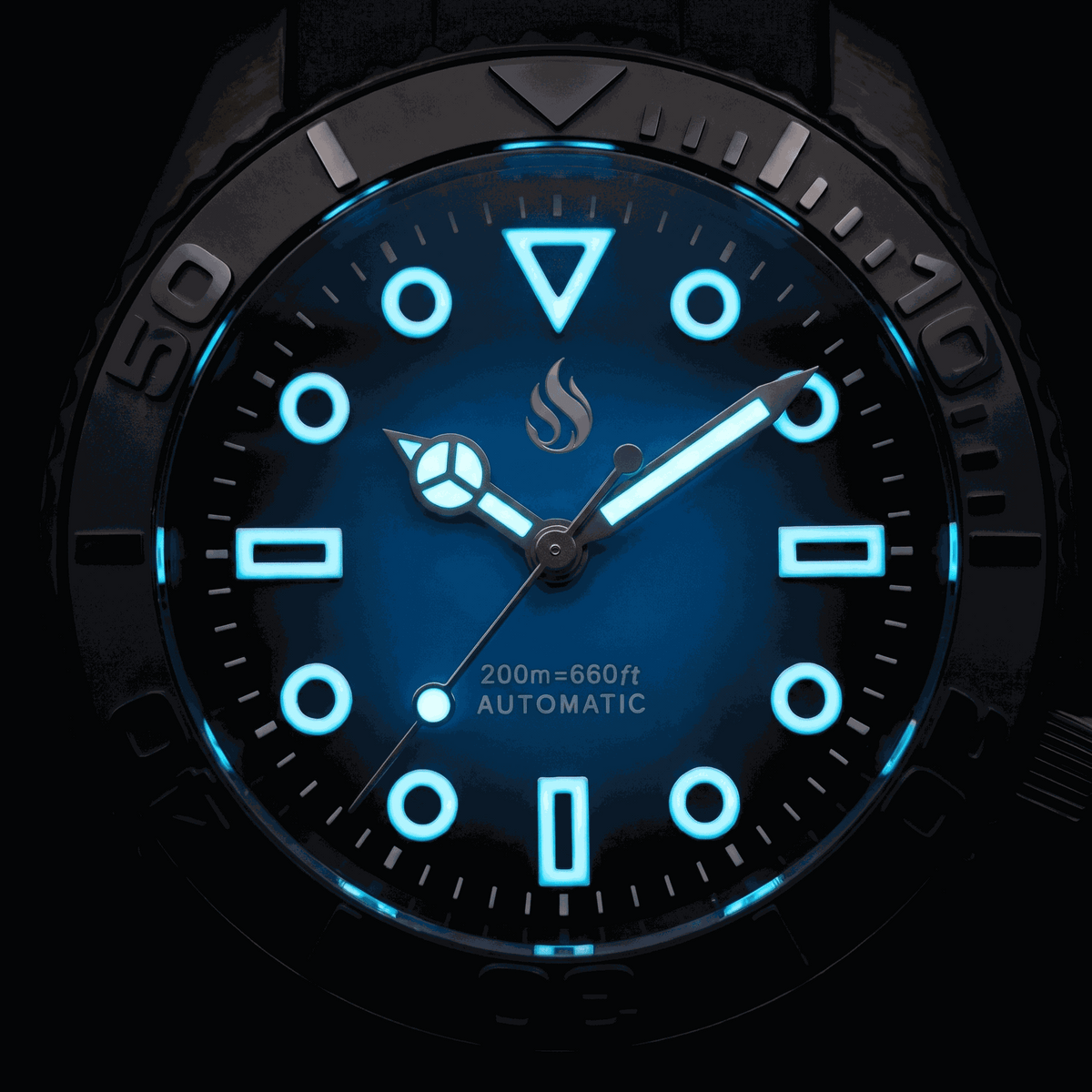 Seiko Mod Watches Submariner Black Blue Batman with Super Lume at Modtime Creations 