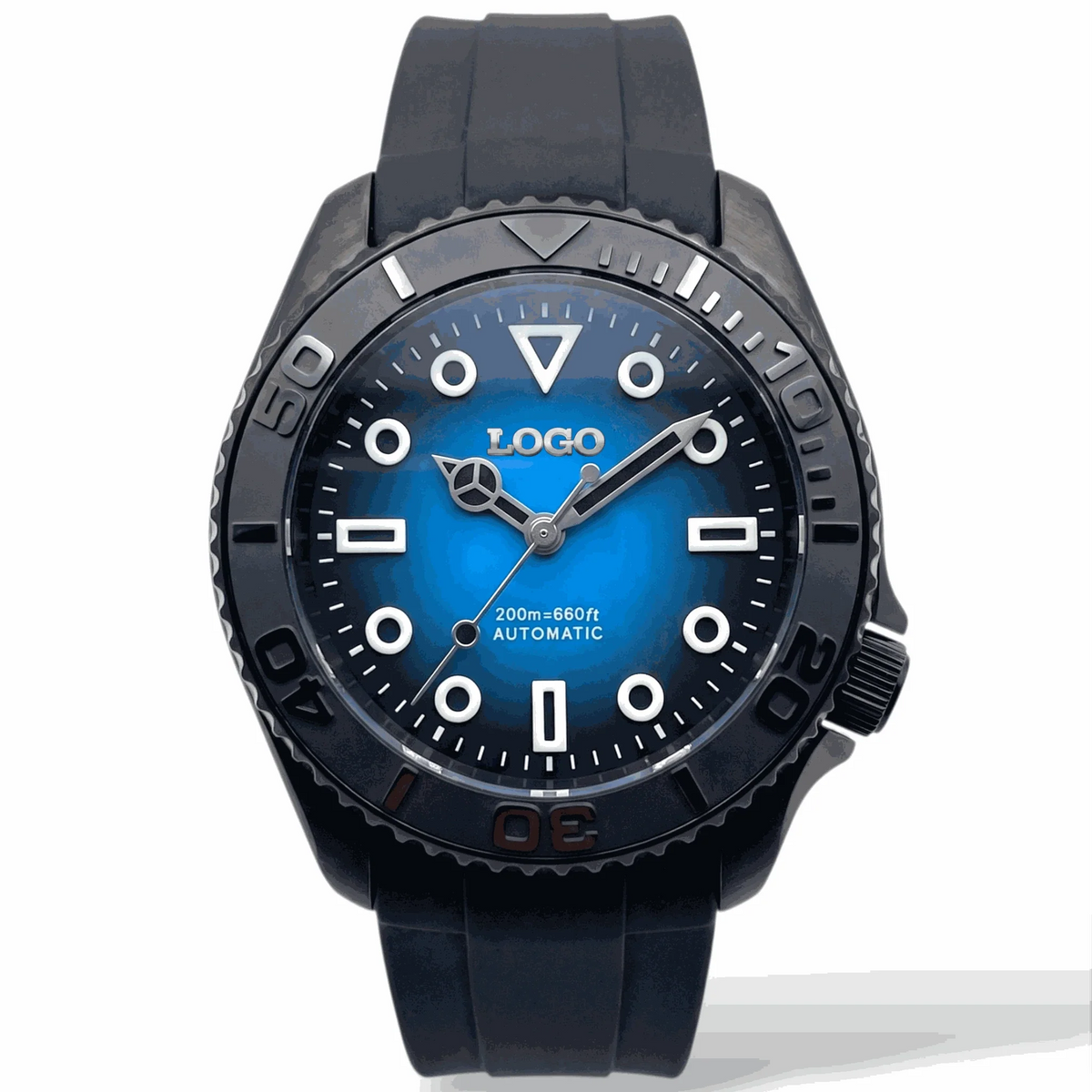 Seiko Mod Watches Submariner Black Blue Batman with Super Lume at Modtime Creations 