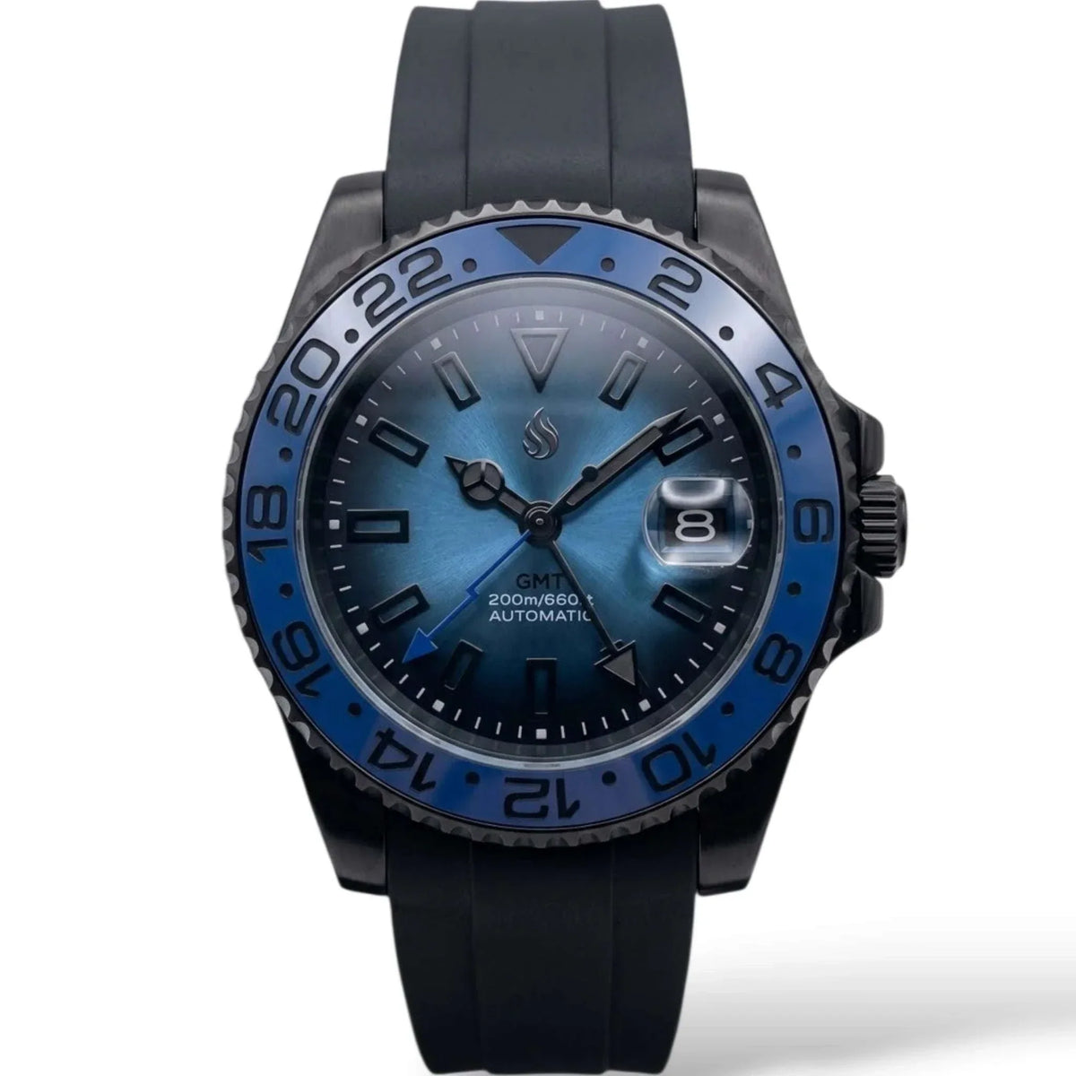 Seiko Mod Watches Submariner GMT Black Dial with "Super Lume" indices built by Modtime Creations 