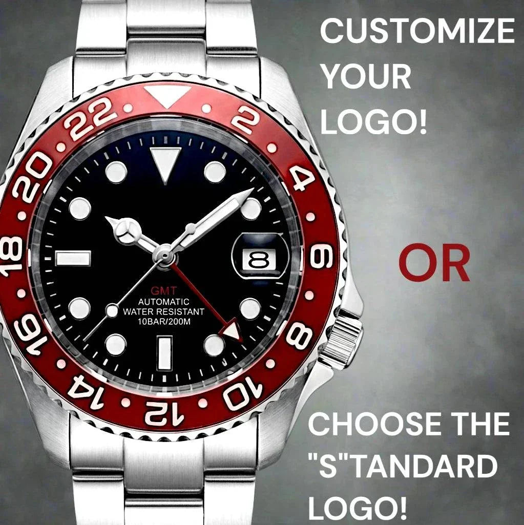Seiko Mod Watches Submariner GMT Master Black dial with Red Bezel 42MM SKX built by Modtime Creations 