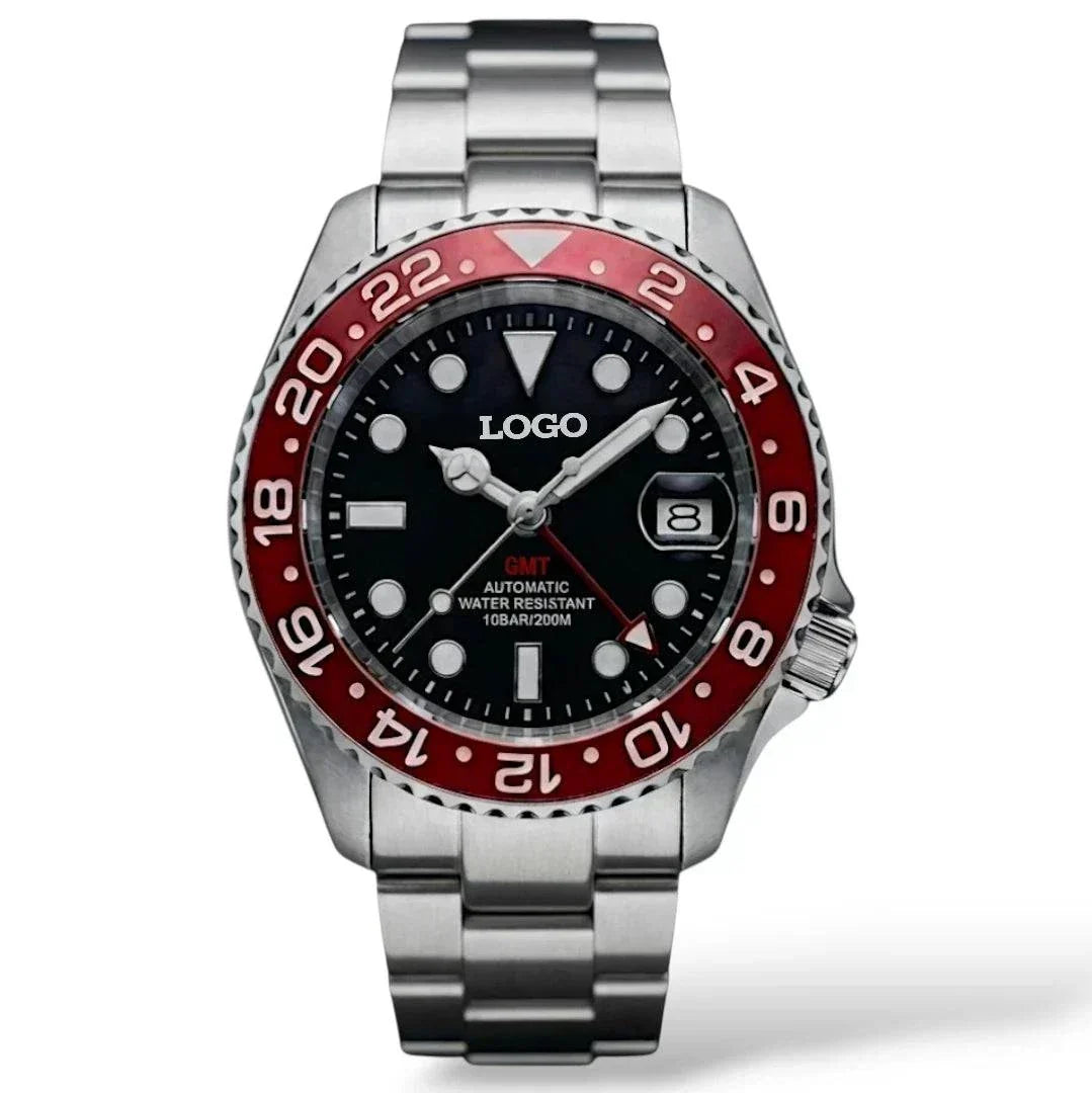 Seiko Mod Watches Submariner GMT Master Black dial with Red Bezel 42MM SKX built by Modtime Creations 