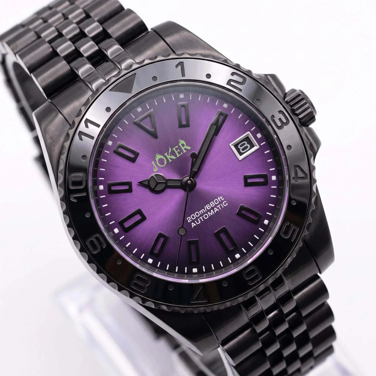 Seiko Mod Watches Submariner "Purple Black Joker" with Super Lume built by Modatime Creations 