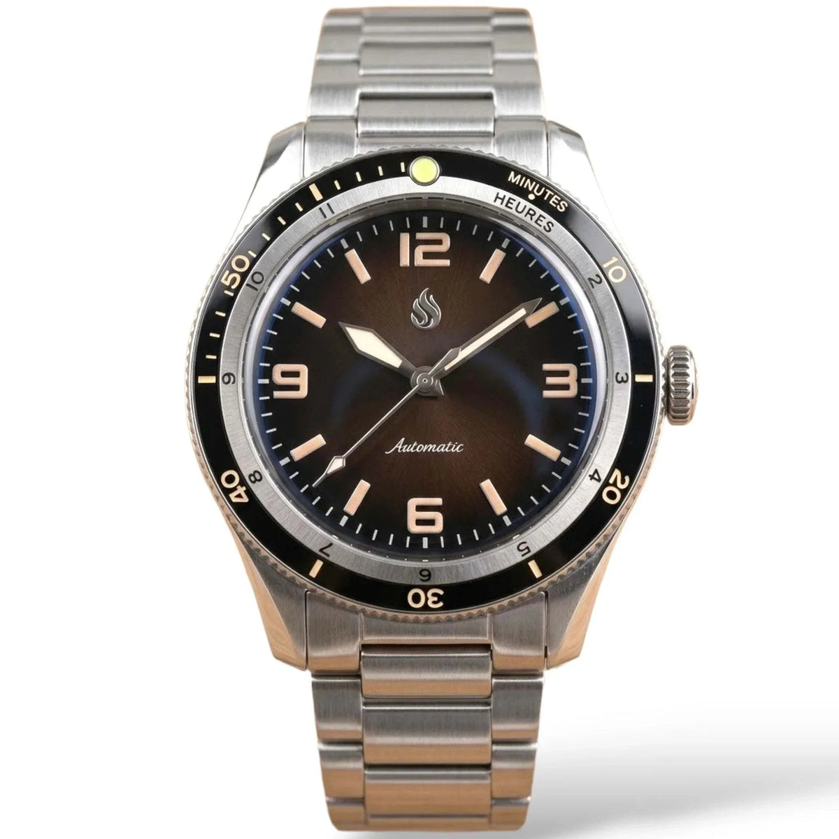 Seiko Mod Watches Vintage Brown Dial with a stainless steel bracelet built by Modtime Creations