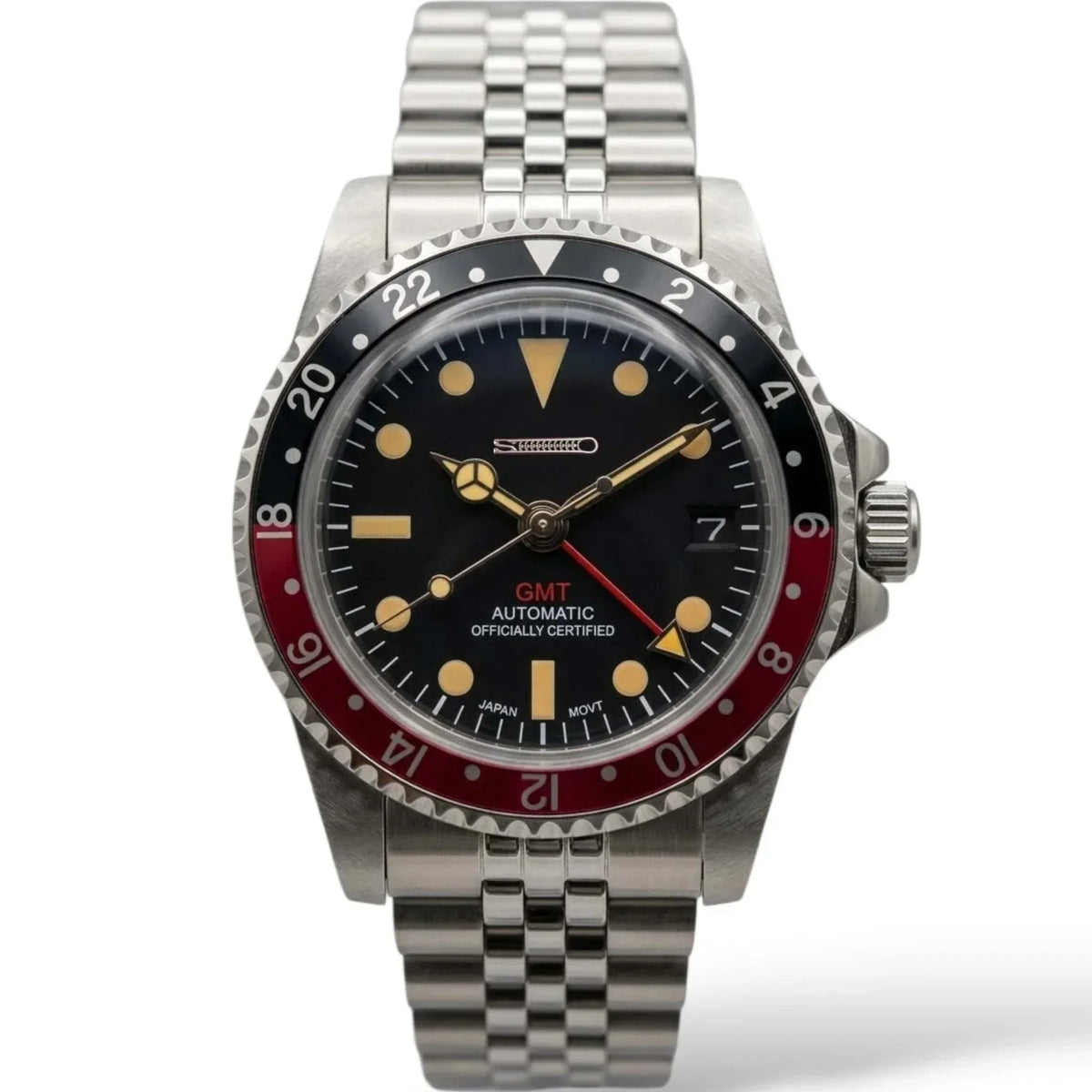 Seiko Mod Watches Vintage GMT Black Red "Coke" Series built by Modtime Creations 