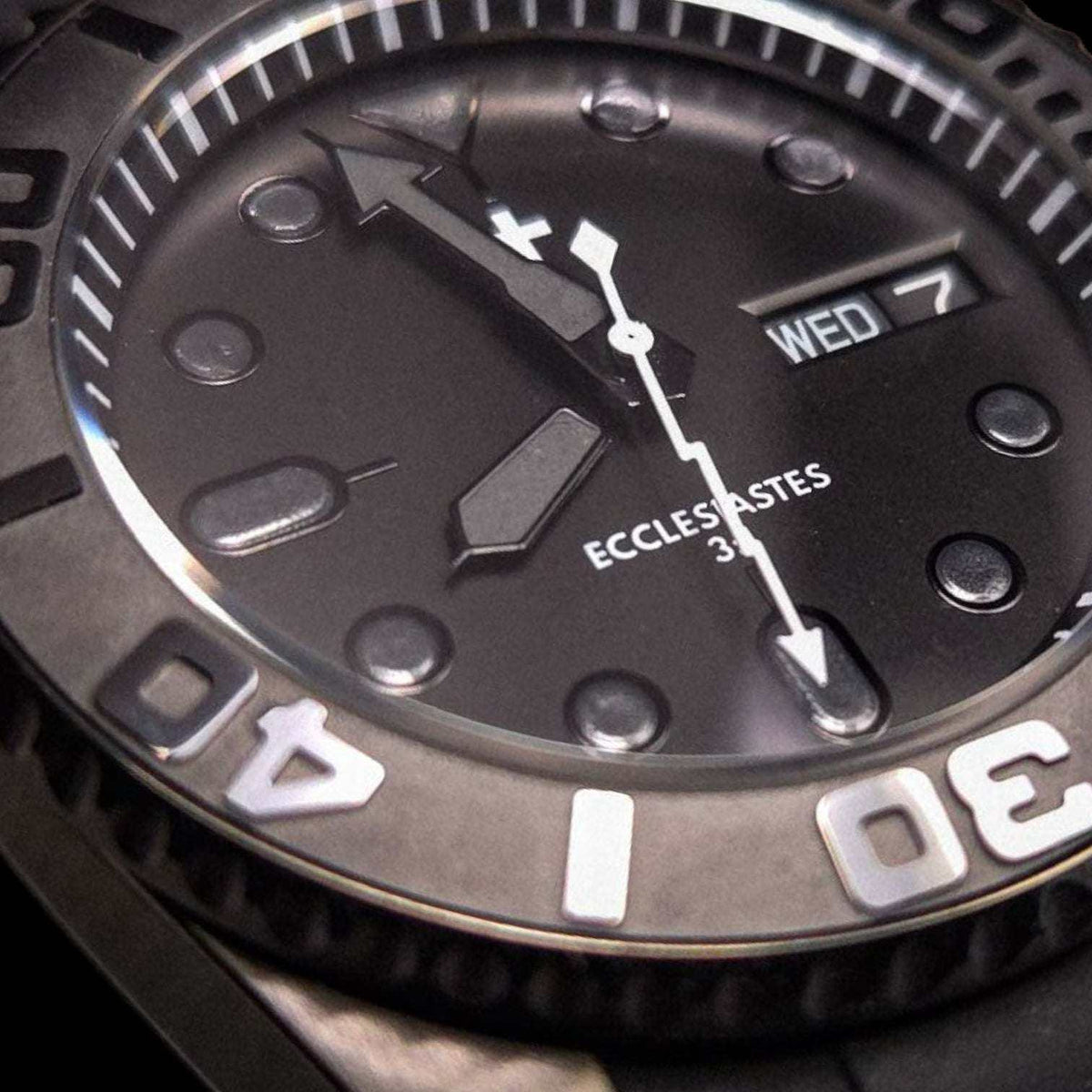 Yachtmaster Black Stealth Seiko Mod watch with sapphire crystal and NH36 movement by Modtime Creations