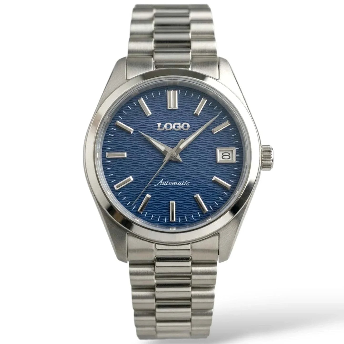 Seiko Mod Watches silver Datejust Dark Blue Wave Dial - Modtime Creations