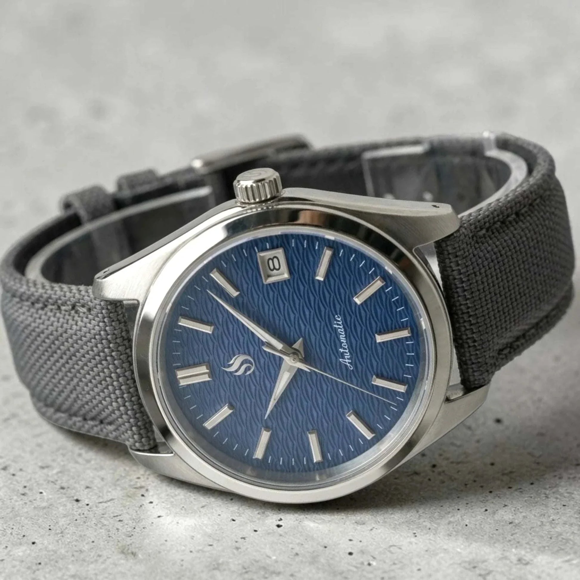 Seiko Mod Watches silver Datejust Dark Blue Wave Dial - Modtime Creations