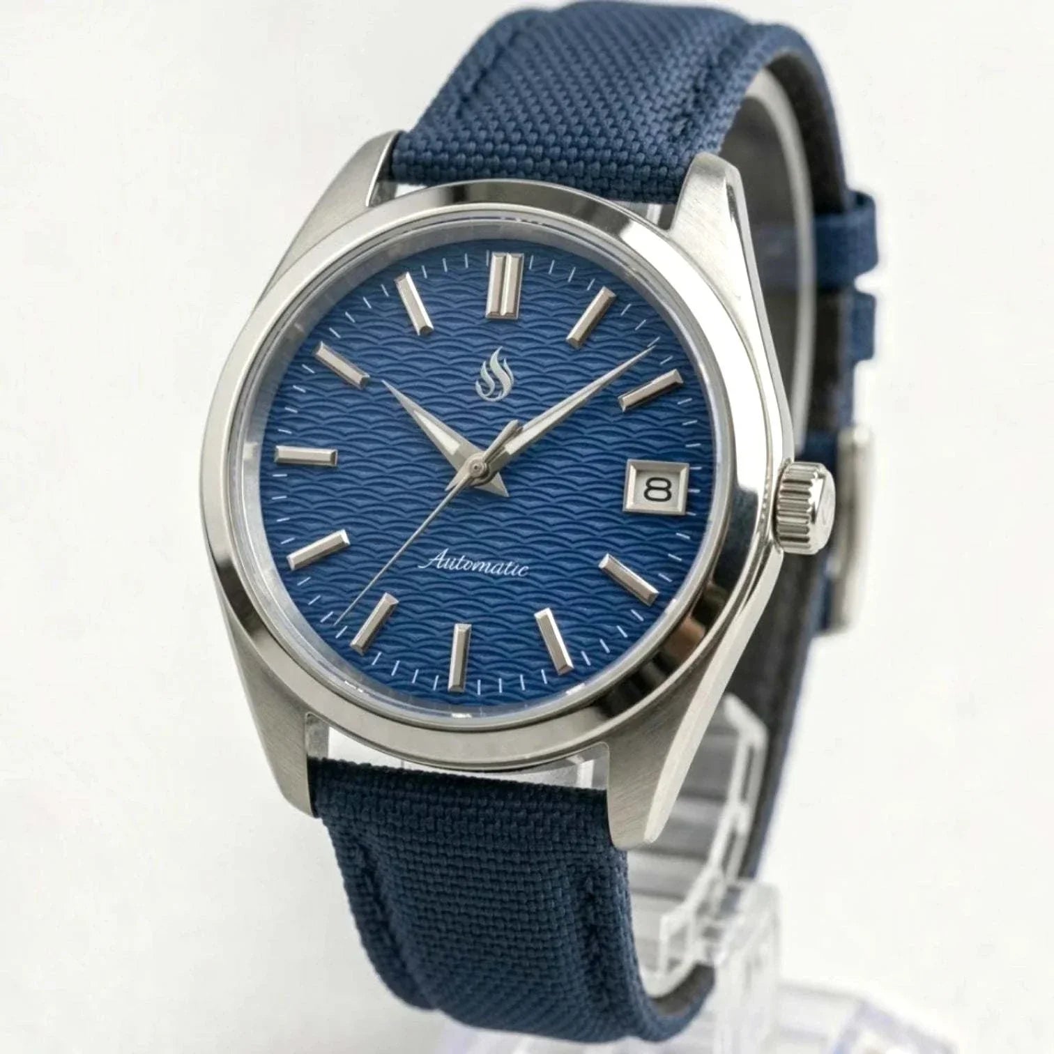Seiko Mod Watches silver Datejust Dark Blue Wave Dial - Modtime Creations