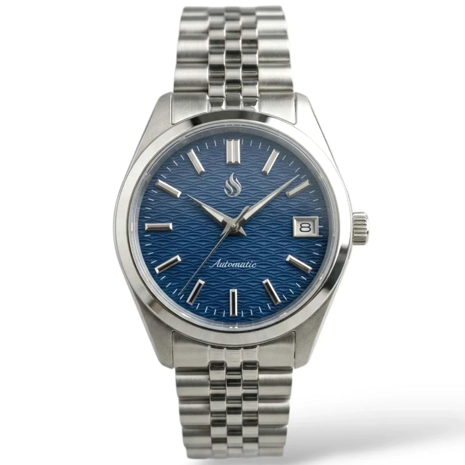Seiko Mod Watches silver Datejust Dark Blue Wave Dial - Modtime Creations