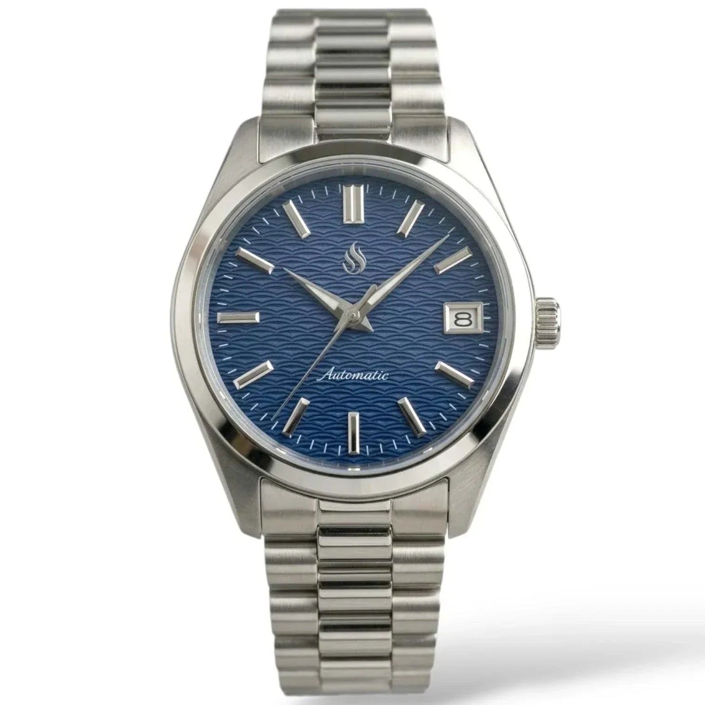 Seiko Mod Watches silver Datejust Dark Blue Wave Dial - Modtime Creations