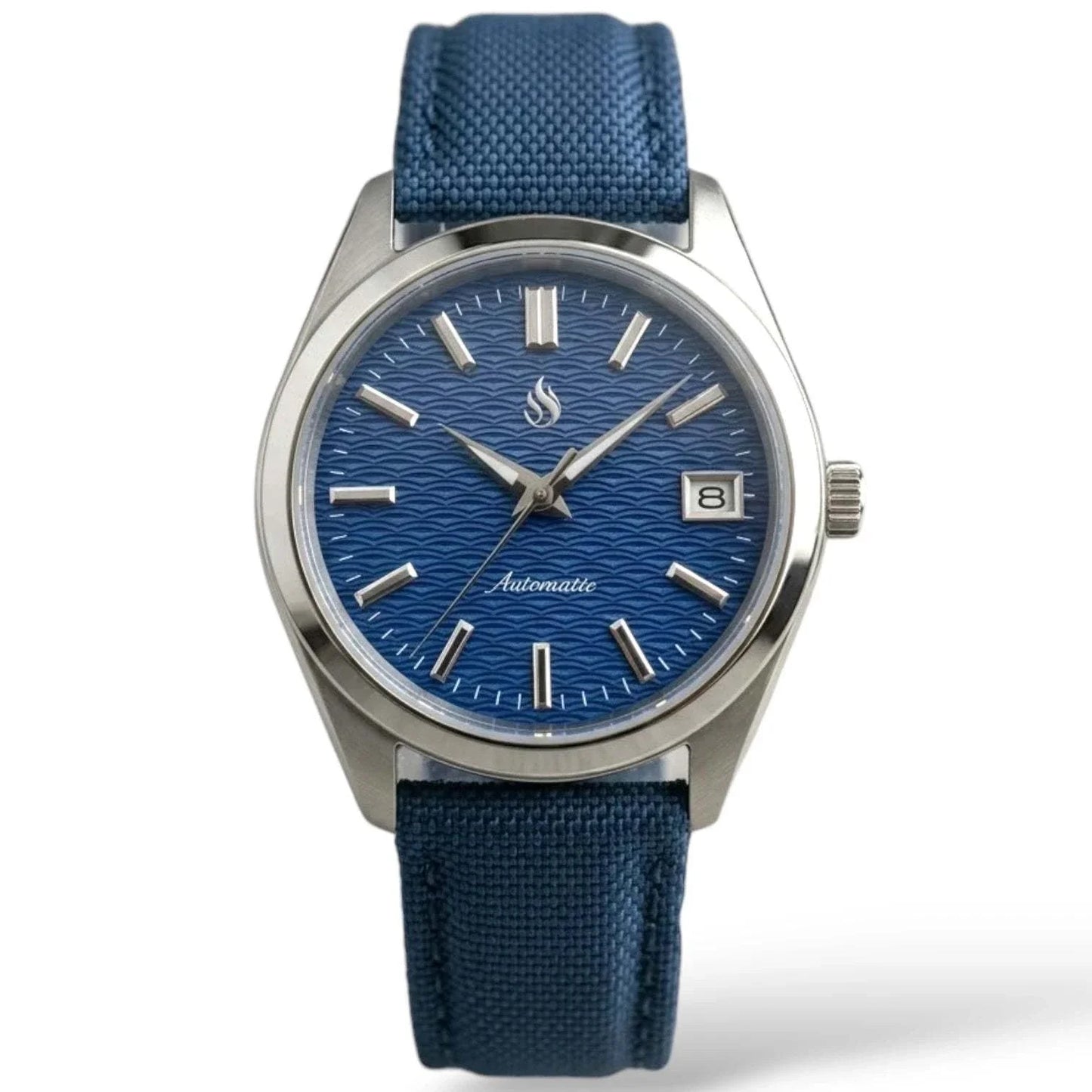 Seiko Mod Watches silver Datejust Dark Blue Wave Dial - Modtime Creations
