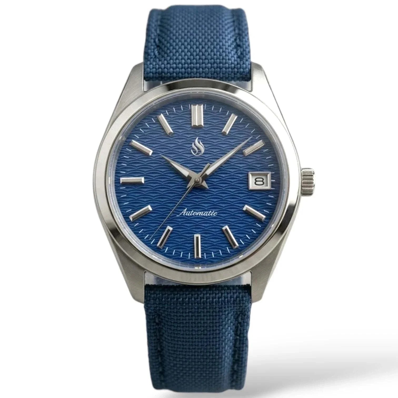Seiko Mod Watches silver Datejust Dark Blue Wave Dial - Modtime Creations
