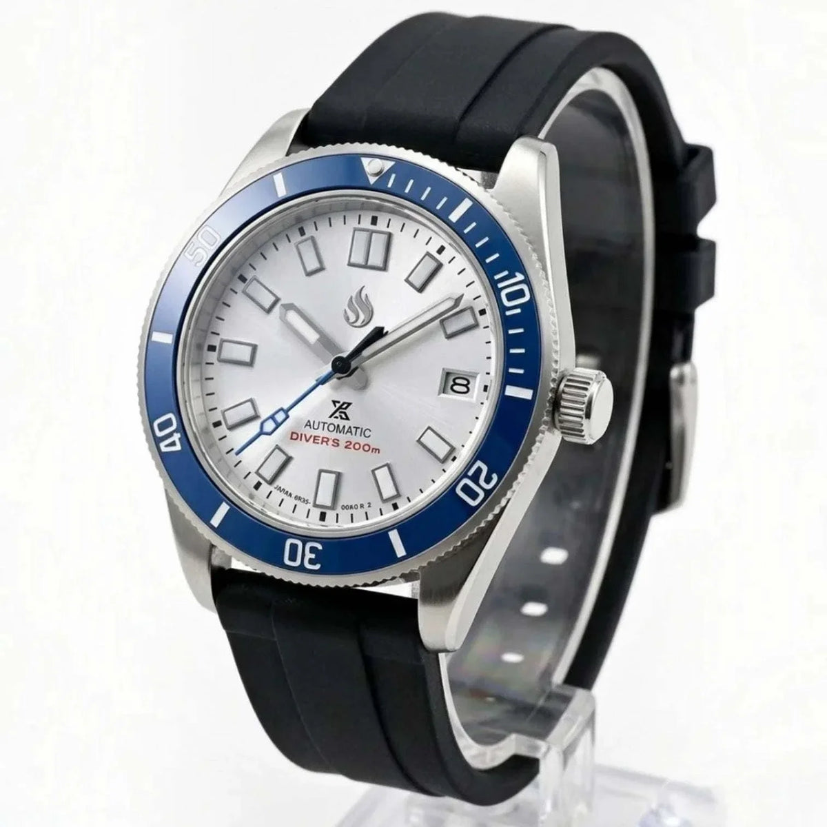Seiko Mod watches Tudor Pelagos submariner fusion with Blue Bezel and white dial built by Modtime Creations 