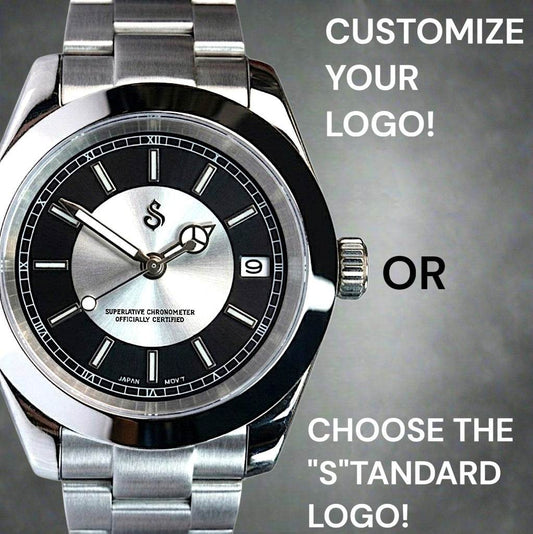 Seiko mod Datejust luxury watch with silver black dial at 3 o'clock by Modtime Creations