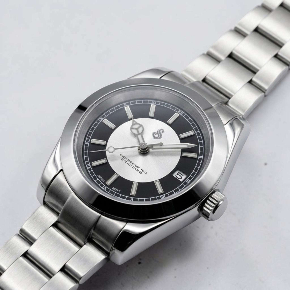 Seiko Mod Datejust Silver Black Dial -with NH35 automatic movement by Modtime Creations