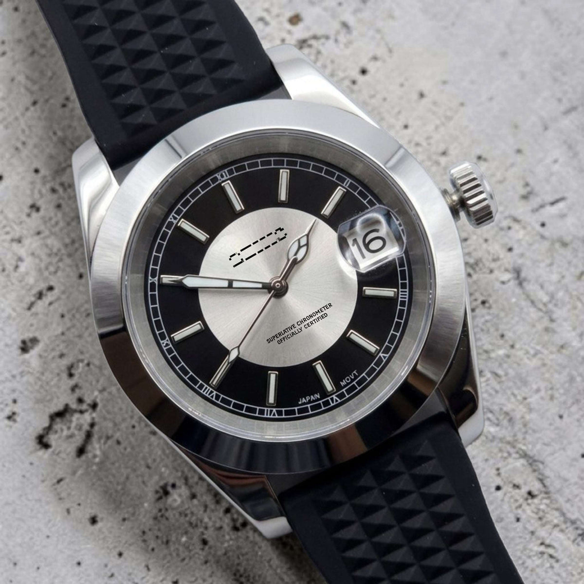 Seiko Mod Datejust Silver Black Dial -with NH35 automatic movement by Modtime Creations