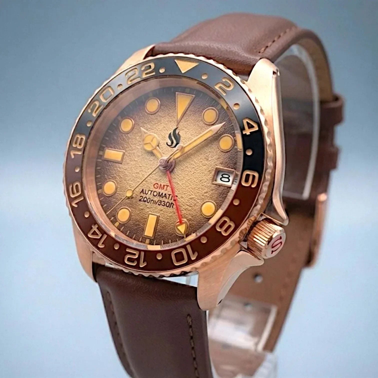 Seiko mod watches Rose Gold  SKX 42 mm Submariner GMT by Modtime Creations 