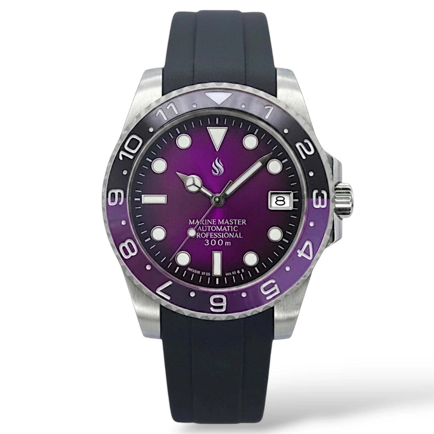 Seiko mod watches Submariner purple fuchsia dial "Joker" diver built by Modtime Creations 