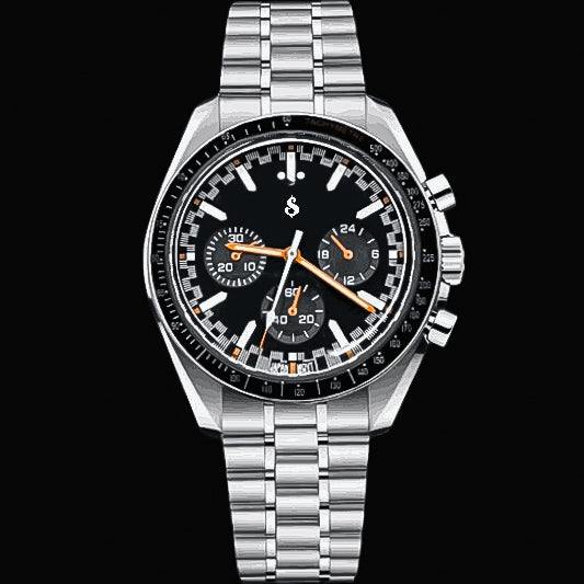 Seiko Mod Speedmaster Black Orange - Modtime Creations