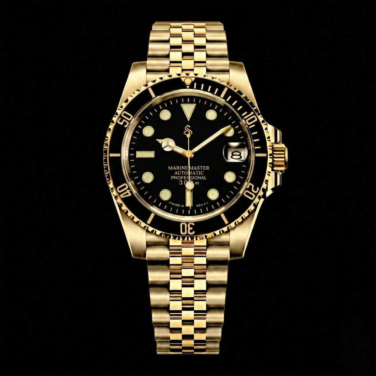 SeikMariner Schwarz-Gold Gehäuse Taucher Mod Uhr Serie - Modtime Creations