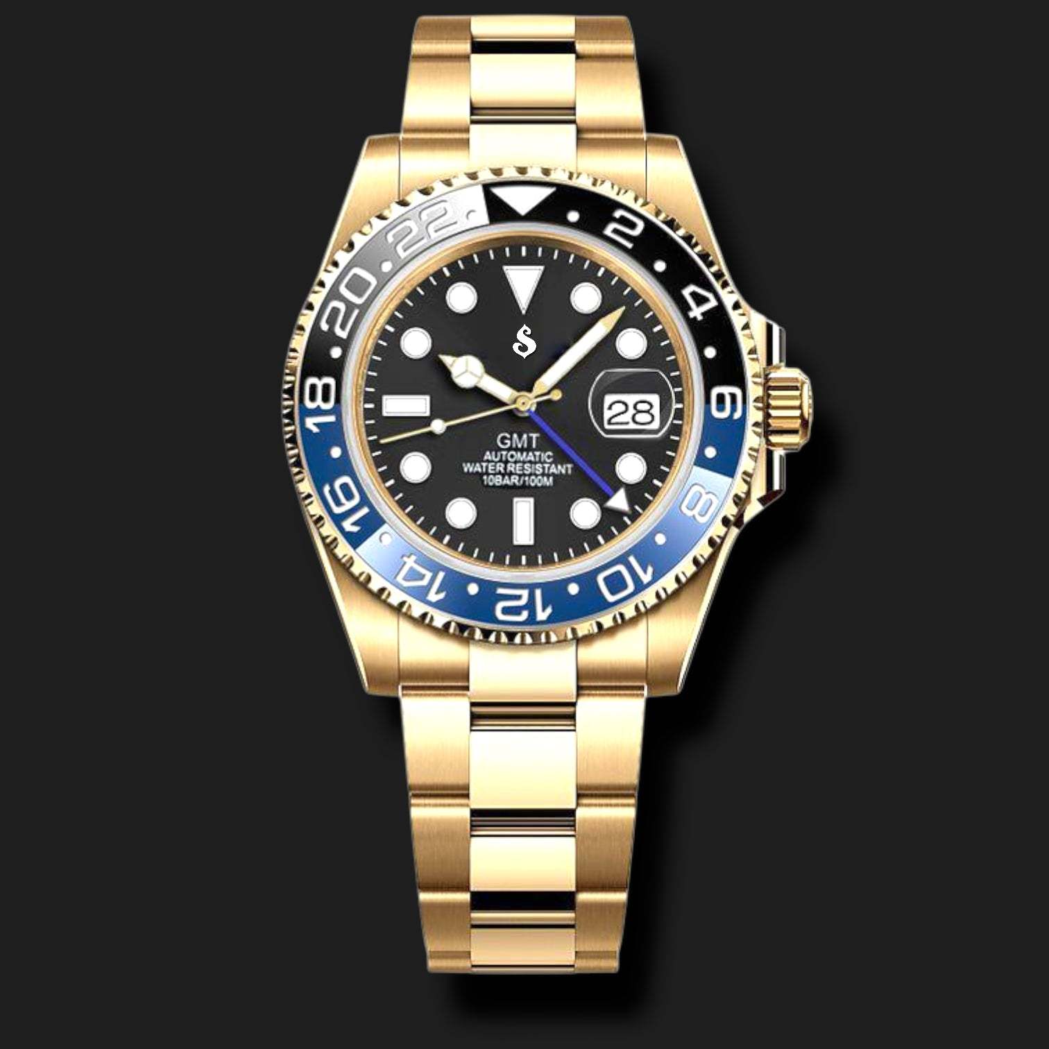 Modded Seiko Gold "Batman" GMT Series - Timeless Elegance