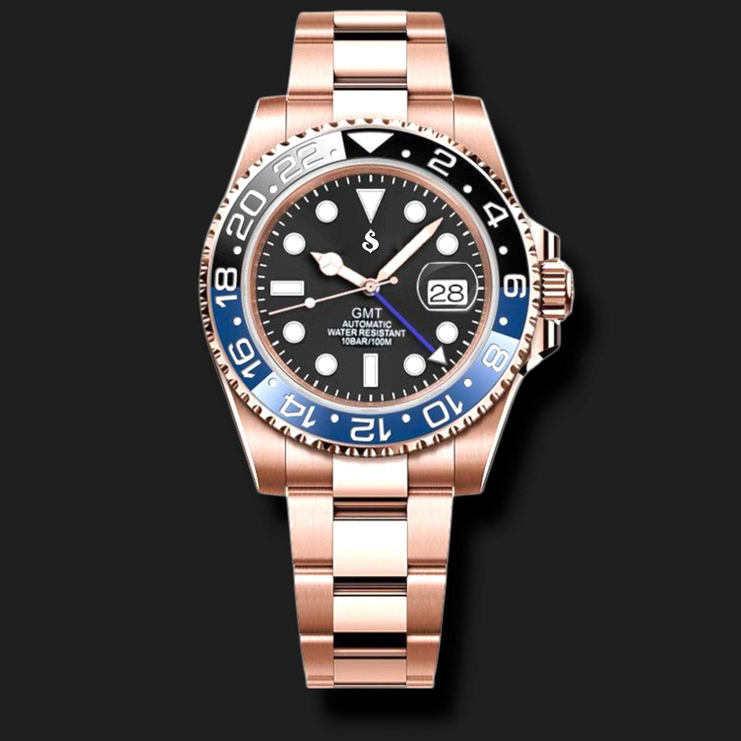 Modded Seiko Gold "Batman" GMT Series - Timeless Elegance