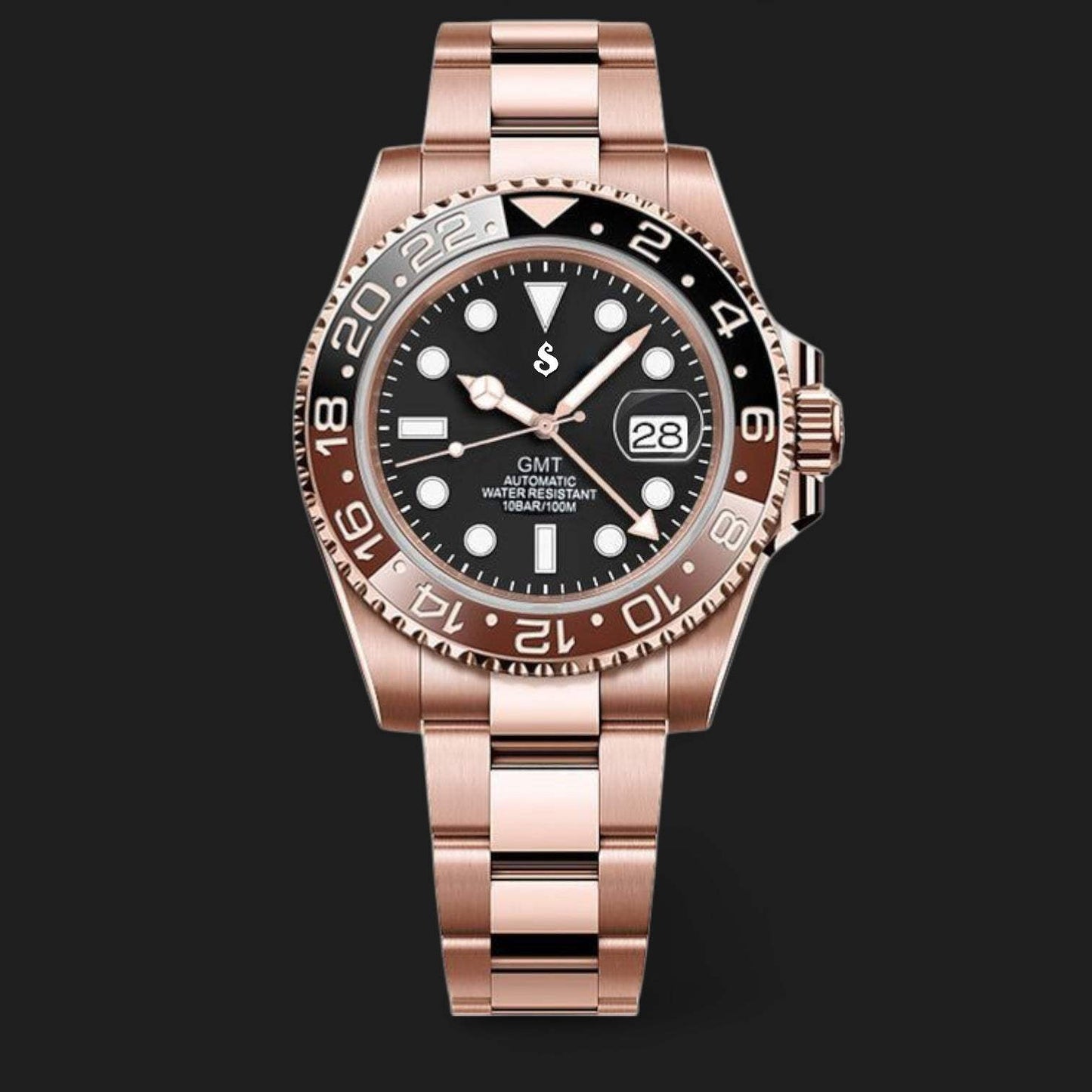Seiko Mod Watches Rose Gold Root Beer GMT Series - Modtime Creations
