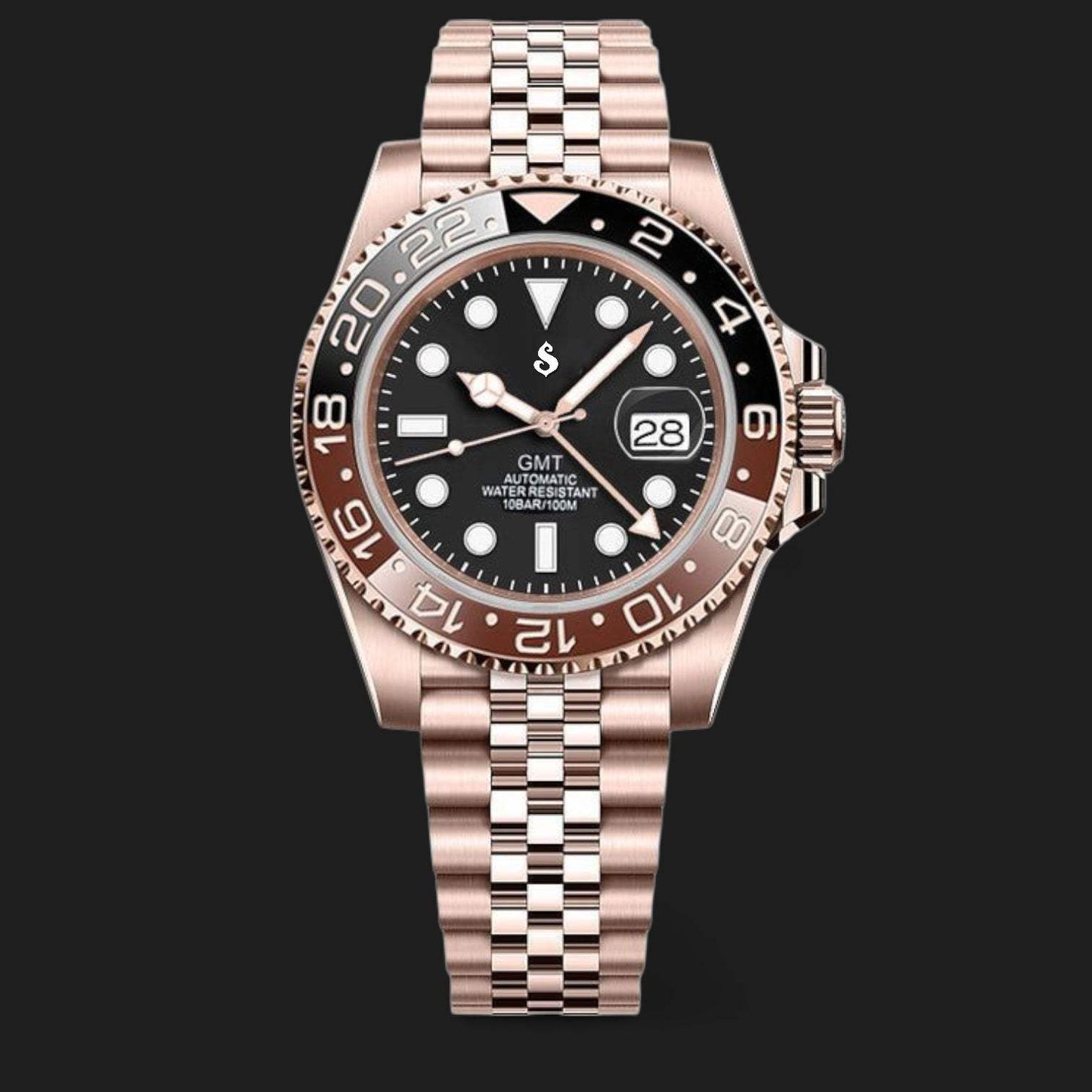 Seiko Mod Watches Rose Gold Root Beer GMT Series - Modtime Creations